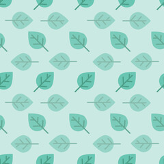 Vector Green Aspen leaves repeat pattern background design