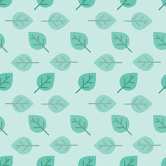 Vector Green Aspen leaves repeat pattern background design