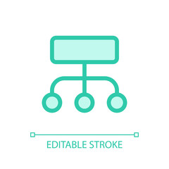Tree diagram pixel perfect glassmorphism ui icon. Structure. Infographic plan. Color filled line element with transparency. Vector pictogram in glass morphism style. Editable stroke. Arial font used