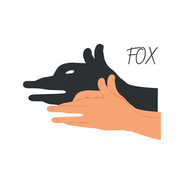 Hands gestures shadow. Antique gaming puppets from hands different theatral action animals fox recent vector symbols