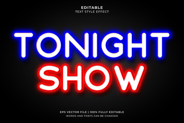 Tonight show neon editable text effect style