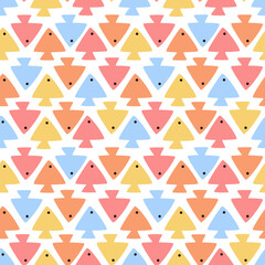 The ornament is made of abstract fish of different colors. A retro-style marine illustration with a delicate color scheme. Suitable for printing on textiles and paper. Gift wrapping, bed linen.