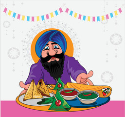 hallmark Indian cuisine cartoon vector illustration 