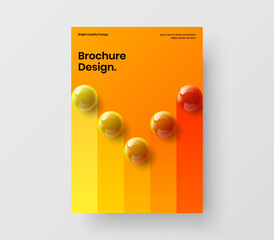Bright realistic balls corporate brochure illustration. Minimalistic postcard vector design layout.