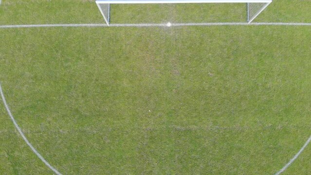 A soccer football field seen from above