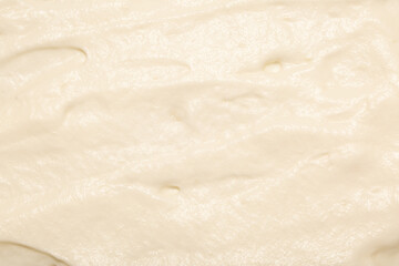 Cake cream texture, sweet whipped cream. Background of yogurt close-up with a pattern. - obrazy, fototapety, plakaty