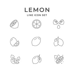 Set line icons of lemon