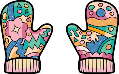 Abstract illustration of mittens on a white background