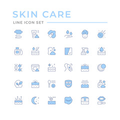 Set color line icons of skin care