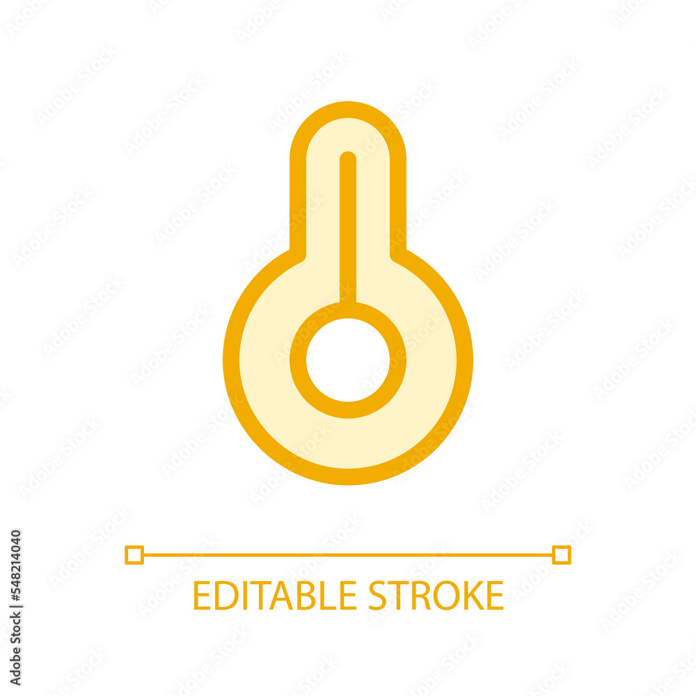 Poster Temperature weather thermometer pixel perfect glassmorphism ui icon. Warmth. Color filled line element with transparency. Vector pictogram in glass morphism style. Editable stroke. Arial font used