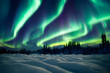 Magical and mystical northern lights. Aurora Borealis. 