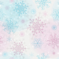 Christmas pattern with stylized colorful snowflakes and flowers.Seamless texture. Vector