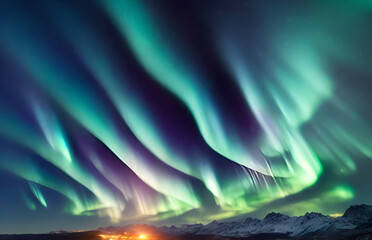 Magical and mystical northern lights. Aurora Borealis. 