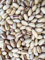 Roasted pistachios background. Turkish harvest. nuts. Market.