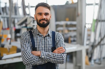 Factory worker. Man working on the production line.