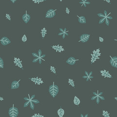 Vector Dark autumn leaves repeat pattern background design