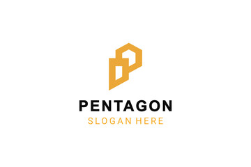 Creative Modern Minimalist Hexagon Shape with Simple initial Monogram letter P logo design identity