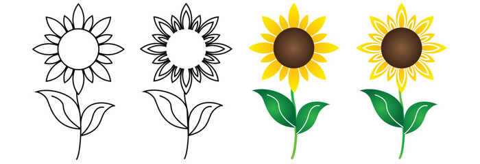 sun flower icon. style your sign or symbol for app, vector illustration