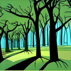 森の風景イラスト