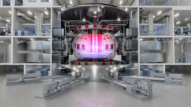 ITER Tokamak thermonuclear reactor with internal communications and plasma inside