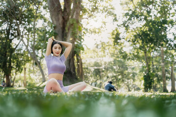 Young attractive woman doing yoga.
