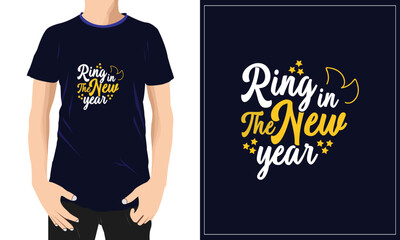 Happy New Year Typography, Inspirational Quote, Hand Drawn Writing - Nice Expression to Print on a T-Shirt, Paper, or a Mug and customizable to any color.