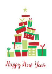 christmas tree with gift boxes