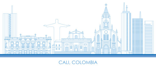 Fototapeta na wymiar Outline Skyline panorama of city of Cali, Colombia - vector illustration