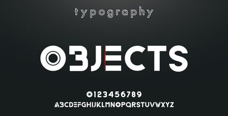 OBJECTS Minimal urban font. Typography with dot regular and number. minimalist style fonts set. vector illustration