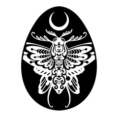 Easter egg, egg, doodle, line art, outline, rabbit, zentangle, vector, drawing, mammal, tattoo, art, moth, death moth, butterfly, abstract, animal, flower, ornament, illustration, design, floral, natu