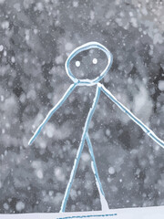 Naklejka premium stick figure in snow