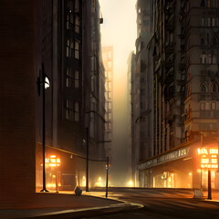 Fototapeta na wymiar 夜の街の風景のイラストです。