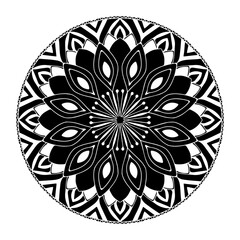 mandala flower line art black white - 548225204