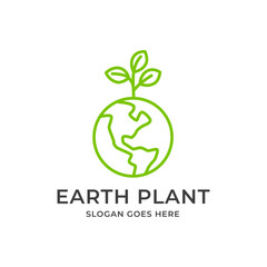 Vector of a earth and leaf logo combination. Planet and eco symbol or icon. Unique global and natural, organic logotype design template.