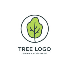 Tree logo, icon concept of a stylized tree with leaves, lends itself to being used with text