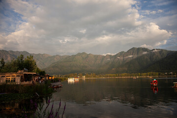 view of a dal lake srinagar Jammu an Kashmir, india,