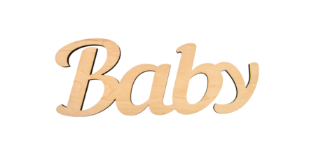 wooden inscription baby on a white background. Selective focus. Kid.