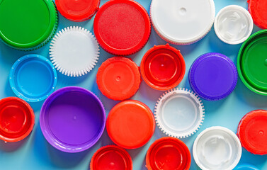 Various recycling lids. Conscious consumption