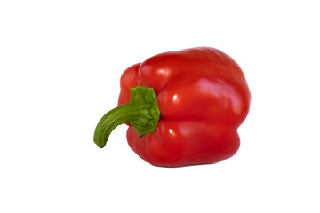 red bell pepper on a white background. Red isolated pepper