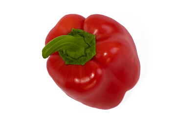 red bell pepper on a white background. Red isolated pepper