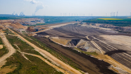 Bucket-wheel excavator in brown coal mining area Garzweiler, North Rhine-Westphalia, Germany