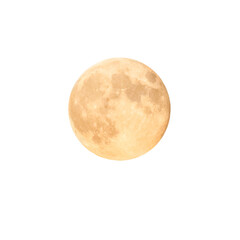 Full orange moon in PNG isolated on transparent background