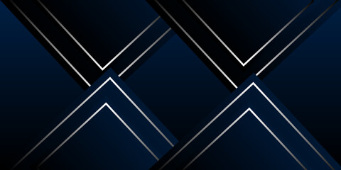 Abstract 3d geometric pattern luxury dark blue with gold shape background