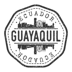 Guayaquil, Ecuador Stamp Skyline Postmark. Silhouette Postal Passport. City Round Vector Icon. Vintage Postage Design.