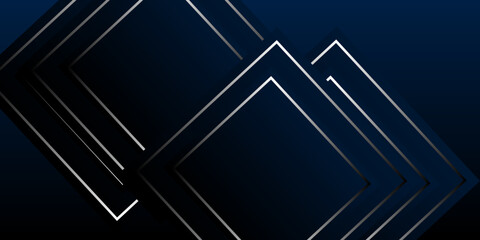 Abstract 3d geometric pattern luxury dark blue with gold shape background