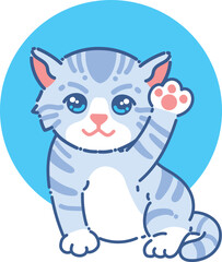 Vector illustration of cute cat with flat design style
