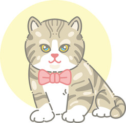Vector illustration of cute cat with flat design style
