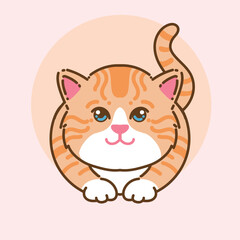 Vector illustration of cute cat with flat design style