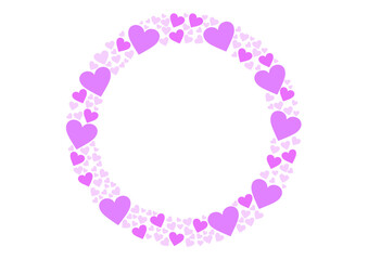 紫色のかわいいハートの丸いフレーム素材