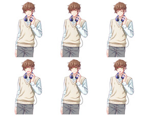 illustration of anime-style boy ( Expression variation set )